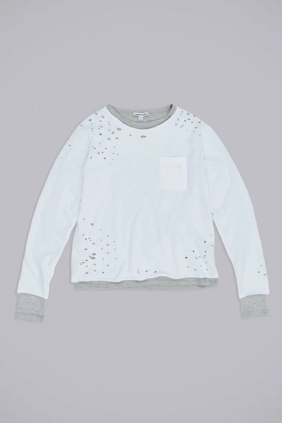 Distressed Double-Layered Waffle Top