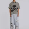 Distressed Grey Marl Baggy Monster Joggers