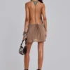 Doure Embellished Backless Mini Dress