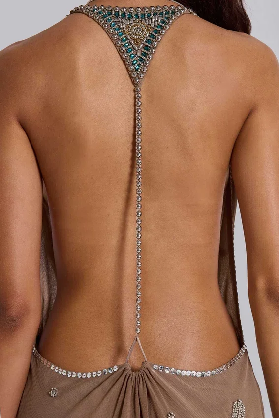 Doure Embellished Backless Mini Dress