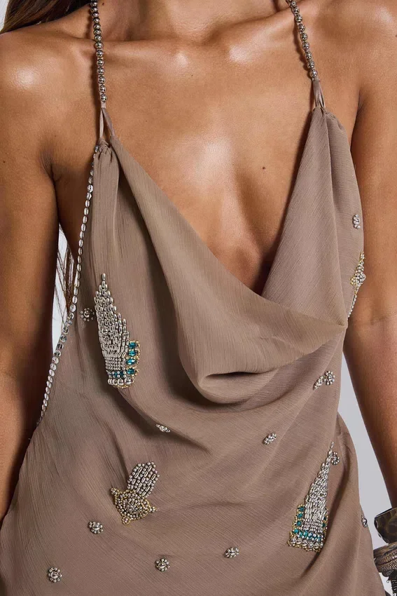 Doure Embellished Backless Mini Dress