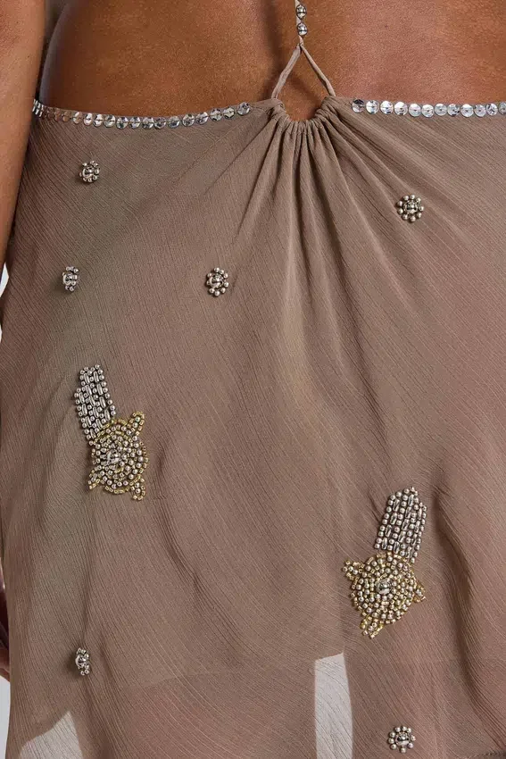 Doure Embellished Backless Mini Dress