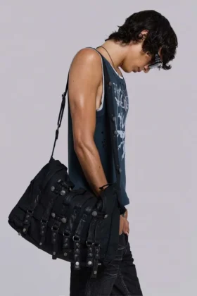 Drummer Coated Denim Satchel Bag
