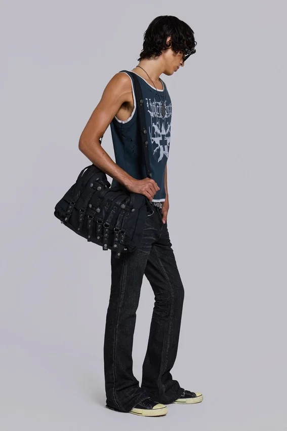 Drummer Coated Denim Satchel Bag
