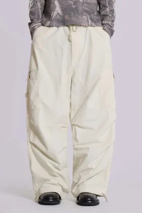 Ecru Parachute Cargo Pants
