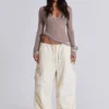Ecru Parachute Cargo Pants
