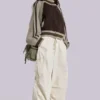 Ecru Parachute Cargo Pants