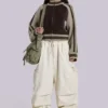 Ecru Parachute Cargo Pants