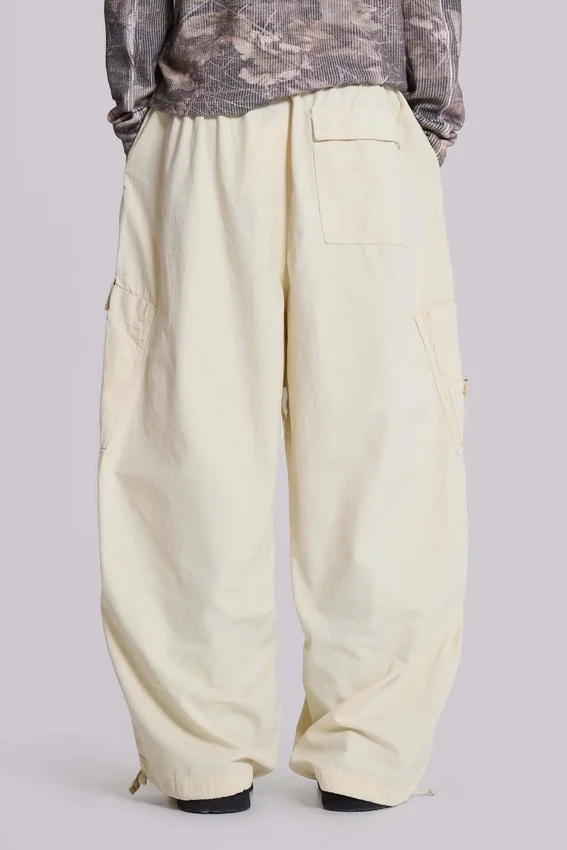 Ecru Parachute Cargo Pants