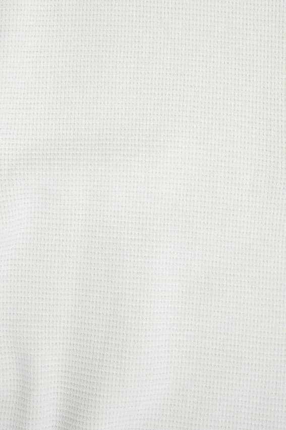 Ecru Waffle Henley Top