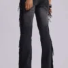 El Topo Fringe Bootcut Jeans in Black Wash