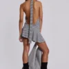 Enya Backless Mini Dress in Steel