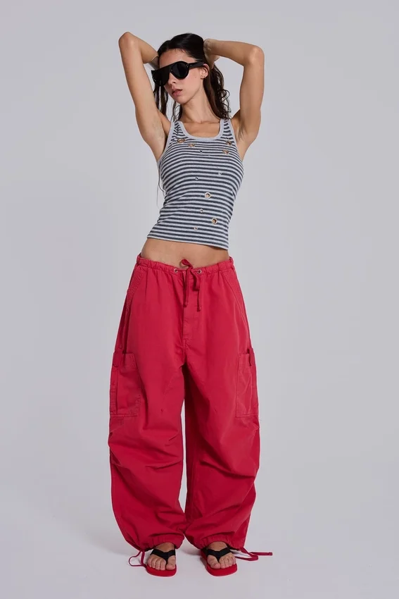 Eye Contact Vest Top With Eyelets in Stripe