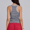 Eye Contact Vest Top With Eyelets in Stripe
