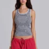 Eye Contact Vest Top With Eyelets in Stripe