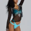 Football Embellished Chiffon Top