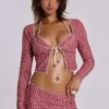 Freda Gingham Swim Cardigan Top