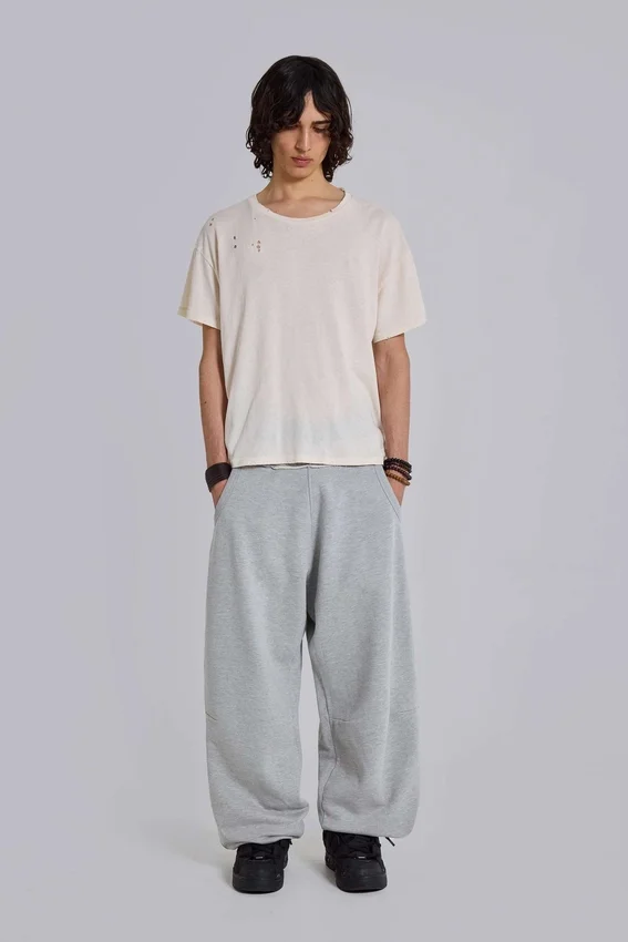 Grey Marl Cuffed Baggy Monster Joggers