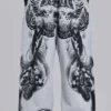 Grey Marl Gothic Print Baggy Monster Joggers