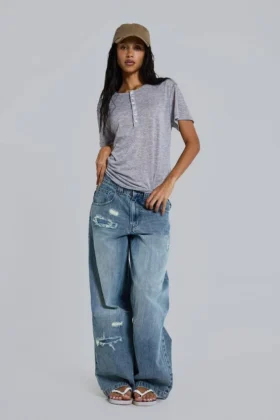 Grey Marl Haze Henley T-Shirt