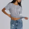 Grey Marl Haze Henley T-Shirt