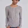 Grey Marl Haze Henley Top