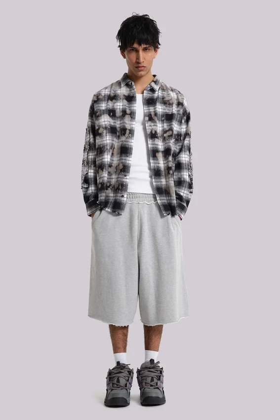 Grey Marl Monster Jogger Baggy Shorts