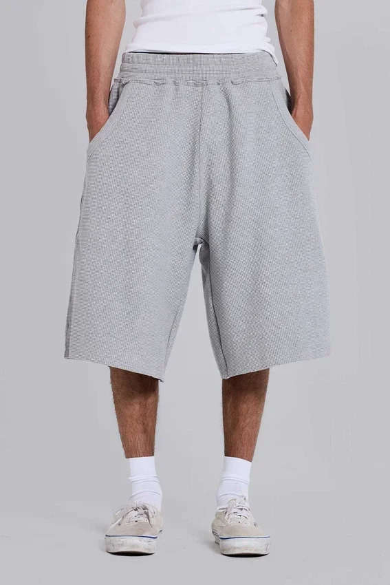 Grey Marl Waffle Monster Jogger Shorts