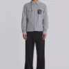 Grey Stacked Bootcut Suit Pants