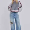 Grey Team 85 Knitted Bomber Jacket