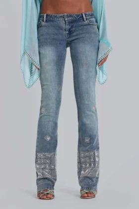 Hand-Beaded Bootcut Cooper Jeans
