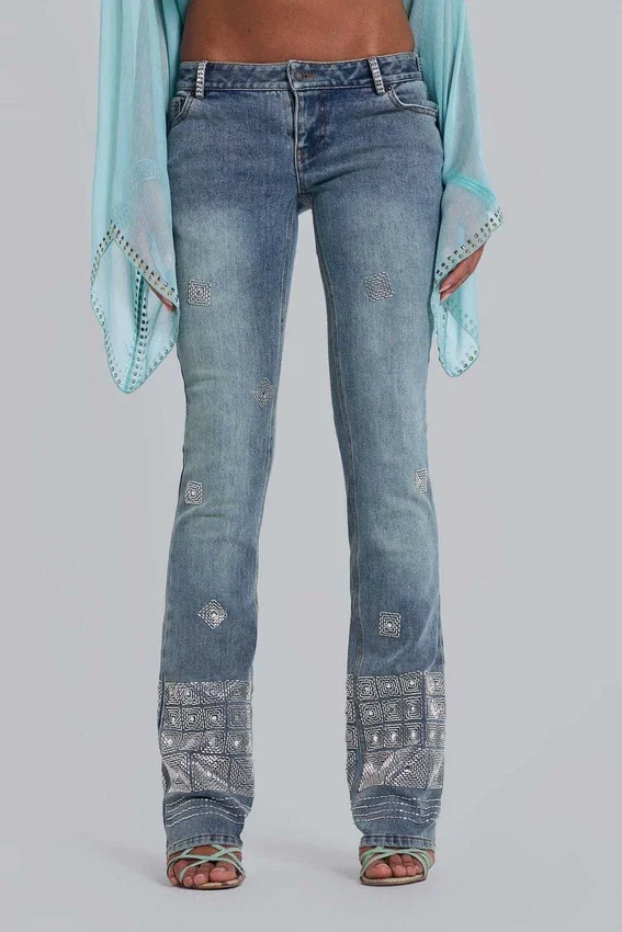 Hand-Beaded Bootcut Cooper Jeans