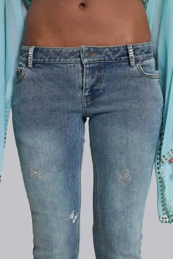 Hand-Beaded Bootcut Cooper Jeans