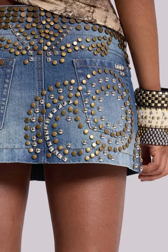 Hena Studded Denim Mini Skirt