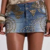 Hena Studded Denim Mini Skirt