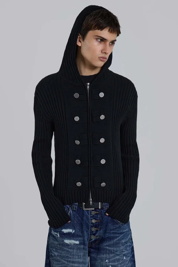Hooded Military Knit Jumper