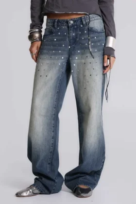 Hunter Loose Straight Leg Jeans with Mirrors