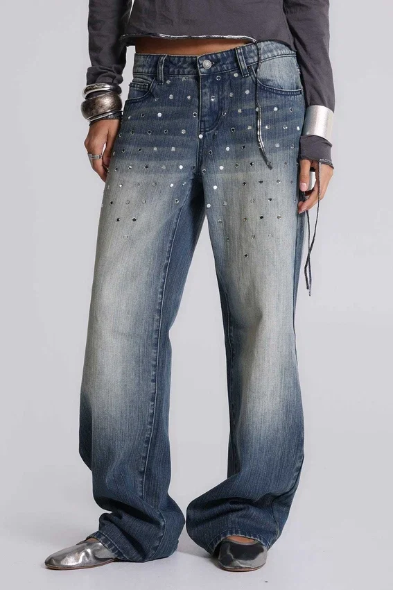 Hunter Loose Straight Leg Jeans with Mirrors