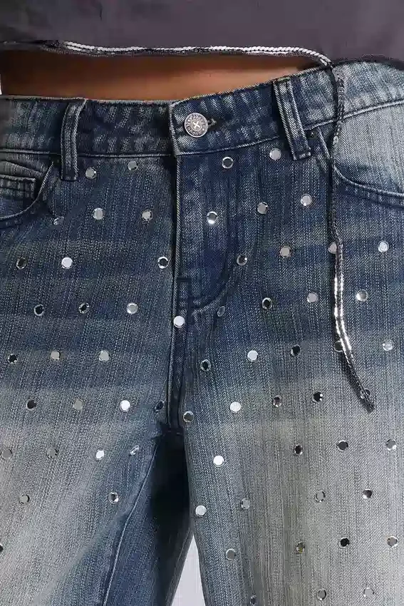 Hunter Loose Straight Leg Jeans with Mirrors