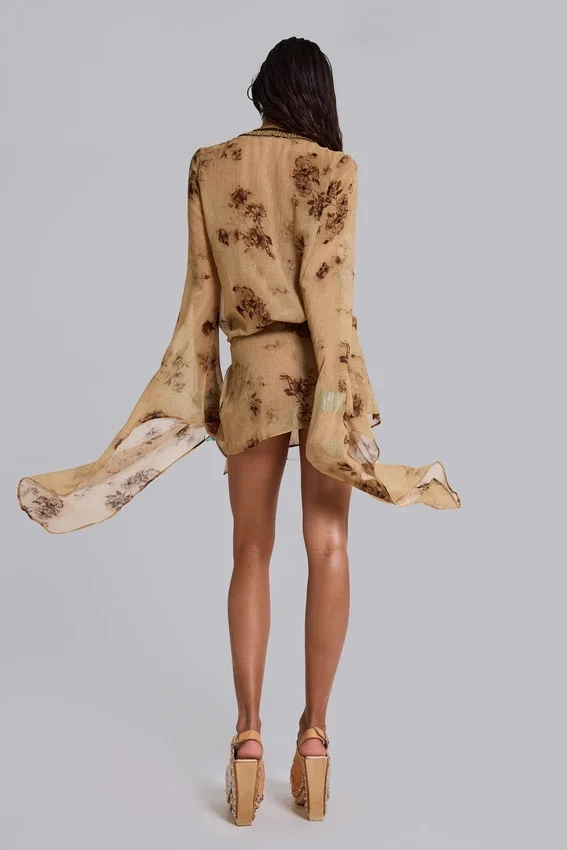 Iberis Chiffon Wrap Mini Dress