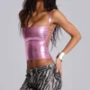 Idol Metallic Bandage Corset Top in Pink