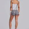 Ardor Coated Mini Denim Shorts in Silver