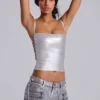 Ardor Coated Mini Denim Shorts in Silver