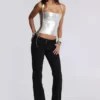 Idol Metallic Bandage Corset Top in Silver