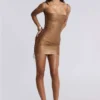Idol Metallic Bandage Mini Dress in Bronze