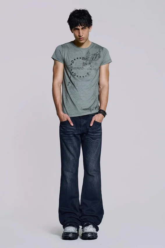 Indigo Creased Drift Bootcut Jeans