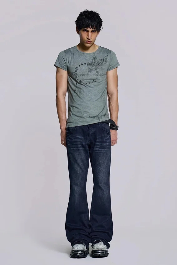 Indigo Creased Drift Bootcut Jeans