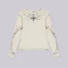Ines Waffle White Long Sleeve Top