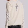Ines Waffle White Long Sleeve Top