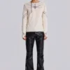 Ines Waffle White Long Sleeve Top